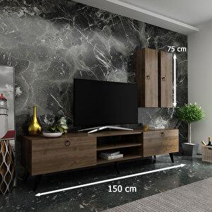 İdeal Tv Ünitesi + Duvar Raf Ve Dolaplı Q7818-2 Ceviz