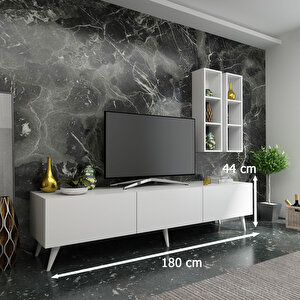 İdeal Tv Ünitesi + Duvar Rafı Q7003-1 Beyaz