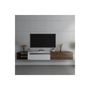 Duvara Monte Tv Sehpası S6111-6 Ceviz Beyaz Ceviz