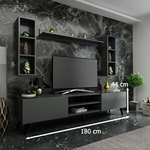 İdeal Tv Ünitesi + Duvar Rafı Q7009-4 Antrasit