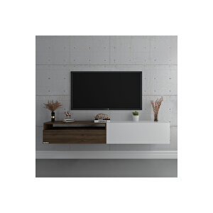 Duvara Monte Tv Sehpası Ceviz Beyaz S6110-6