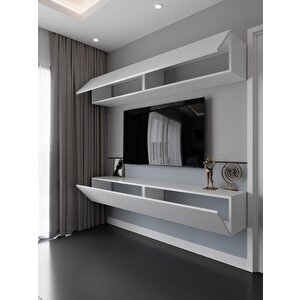 Duvara Monte Tv Sehpası Beyaz S6112-1
