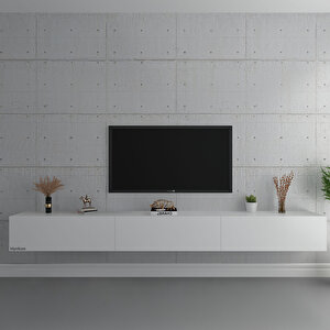 Duvara Monte Tv Sehpası Beyaz S6108-1