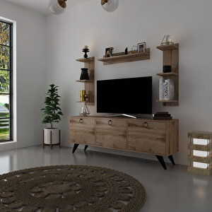 İcon Raflı Tv Ünitesi Q3028-3 Kulplu Dolaplı Modern Tv Sehpası