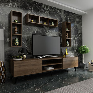 İdeal Tv Ünitesi + Duvar Raflı Q7806-2 Ceviz