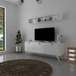 İcon Raflı Tv Ünitesi Q3029-1 Kulplu Dolaplı Modern Tv Sehpası