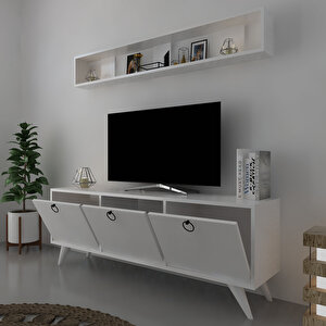 İcon Raflı Tv Ünitesi Q3029-1 Kulplu Dolaplı Modern Tv Sehpası