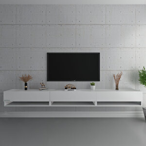 Duvara Monte Tv Sehpası Beyaz S6103-1