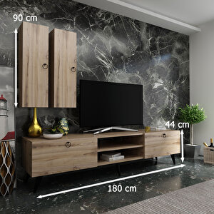 İdeal Tv Ünitesi + Duvar Raf Ve Duvar Dolaplı Q7022-3 Çırağan