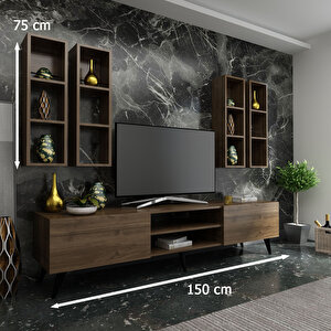 İdeal Tv Ünitesi + Duvar Raflı Q7801-2 Ceviz