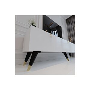 Modern Tv Sehpasi Üçgen Kulp Kepli̇ Q8017-1 Beyaz