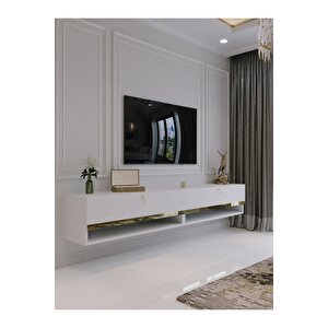 Duvara Monte Tv Sehpası Beyaz Gold Q6301-1