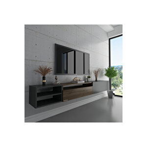 Duvara Monte Tv Sehpası S6111-8 Antrasit Ceviz Antrasit