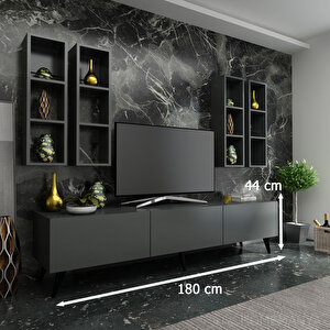 İdeal Tv Ünitesi + Duvar Rafı Q7002-4 Antrasit