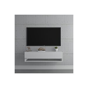 Duvara Monte Tv Sehpası Beyaz S6101-1
