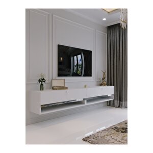 Duvara Monte Tv Sehpası Beyaz Gümüş S6301-1