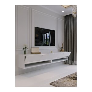 Duvara Monte Tv Sehpası Beyaz Gümüş S6301-1