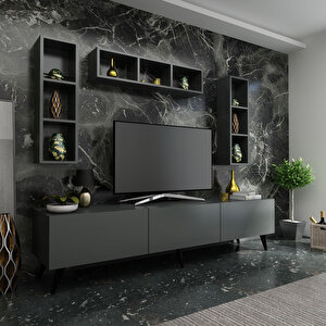 İdeal Tv Ünitesi + Duvar Rafı Q7007-4 Antrasit