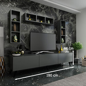 İdeal Tv Ünitesi + Duvar Rafı Q7007-4 Antrasit