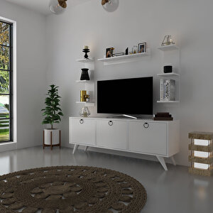 İcon Raflı Tv Ünitesi Q3028-1 Kulplu Dolaplı Modern Tv Sehpası