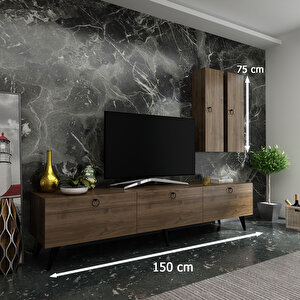 İdeal Tv Ünitesi + Duvar Raf Ve Dolaplı Q7819-2 Ceviz