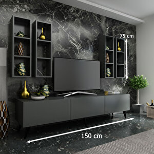 İdeal Tv Ünitesi + Duvar Raflı Q7802-4 Antrasit