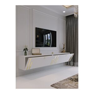 Duvara Monte Tv Sehpası Beyaz Gold Q6300-1