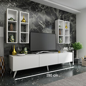 İdeal Tv Ünitesi + Duvar Rafı Q7002-1 Beyaz