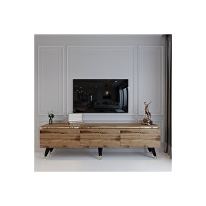 Modern Tv Sehpasi Gold Üçgen Kulp Kepli̇ G9107-3 Çirağan 35 Cm Deri̇nli̇k