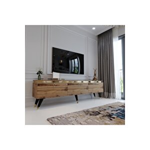 Modern Tv Sehpasi Gold Üçgen Kulp Kepli̇ G9107-3 Çirağan 35 Cm Deri̇nli̇k