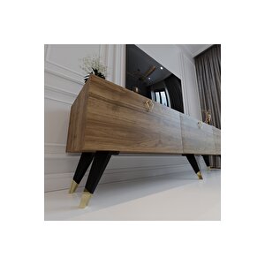 Modern Tv Sehpasi Üçgen Kulp Kepli̇ Q8017-2 Cevi̇z