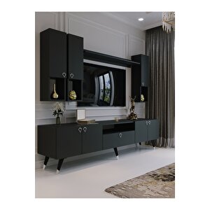 Modern Tv Sehpasi Si̇lver Gümüş Üçgen Kulp Kepli̇ S8024-4 Antrasi̇t