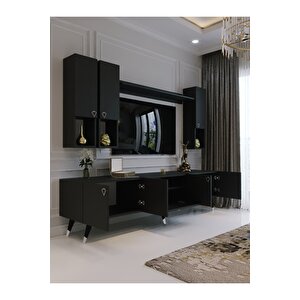 Modern Tv Sehpasi Si̇lver Gümüş Üçgen Kulp Kepli̇ S8024-4 Antrasi̇t