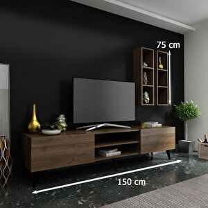 İdeal Tv Ünitesi + Duvar Raflı Q7800-2 Ceviz