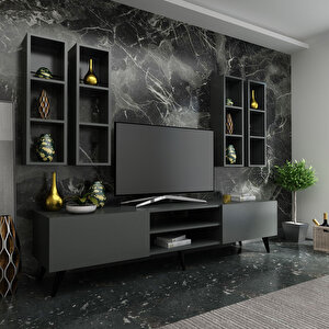 İdeal Tv Ünitesi + Duvar Raflı Q7801-4 Antrasit
