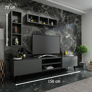 İdeal Tv Ünitesi + Duvar Raflı Q7805-4 Antrasit