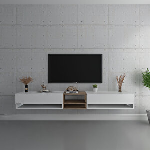 Duvara Monte Tv Sehpası Beyaz S6104-1