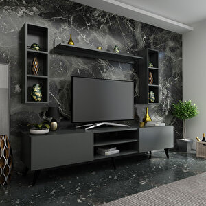 İdeal Tv Ünitesi + Duvar Raflı Q7809-4 Antrasit