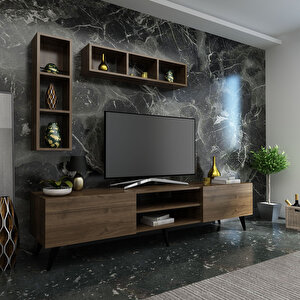 İdeal Tv Ünitesi + Duvar Rafı Q7005-2 Ceviz