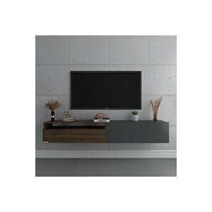 Duvara Monte Tv Sehpası Ceviz Antrasit S6110-7