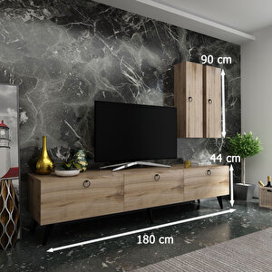 İdeal Tv Ünitesi + Duvar Raf Ve Duvar Dolaplı Q7019-3 Çırağan