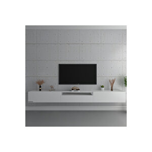 Duvara Monte Tv Sehpası Beyaz S6109-1