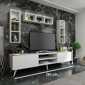 İdeal Tv Ünitesi + Duvar Rafı Q7006-1 Beyaz