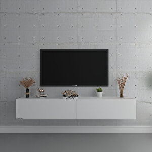Duvara Monte Tv Sehpası Beyaz S6106-1