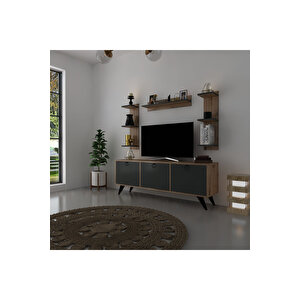 İcon Raflı Tv Ünitesi Q3028-5 Kulplu Dolaplı Modern Tv Sehpası