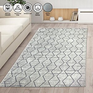 İskandinav Baklava Desen Krem Pudra Rose Halı Kaymaz Yıkanabilir 100x150 cm
