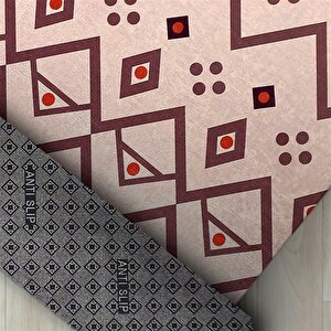 İskandinav Kilim Tarzı Bej Kırmızı Tonlarda Halı Kaymaz Taban Makinada Yıkanabilir 80x150 cm