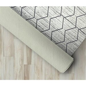İskandinav Baklava Desen Krem Pudra Rose Halı Kaymaz Yıkanabilir 80x150 cm