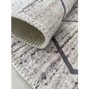 İskandinav Baklava Desen Krem Pudra Rose Halı Kaymaz Yıkanabilir 60x100 cm