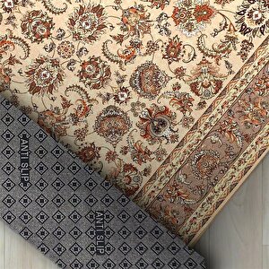 Klasik İran Tarzı Barok Desenli Bej Krem Halı Kaymaz Taban Makinada Yıkanabilir 60x100 cm